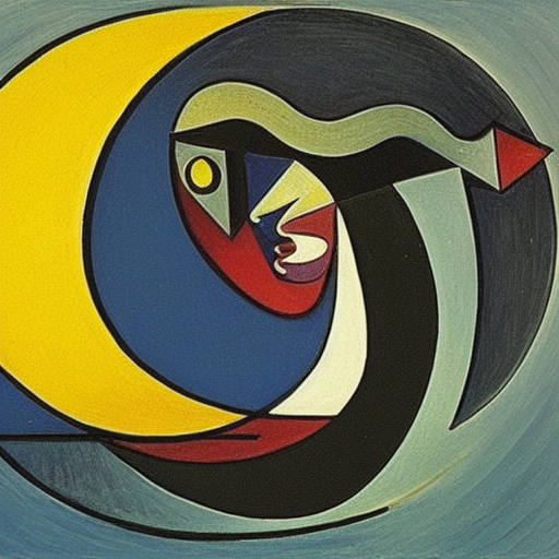 crescent moon, highly-detailed, art deco, pablo picasso  