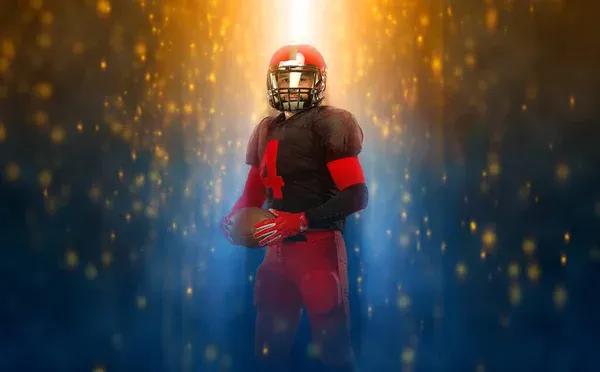 American Football Player Banner Ads Template Sports Magazine Websites Articles — Stock Photo, Image