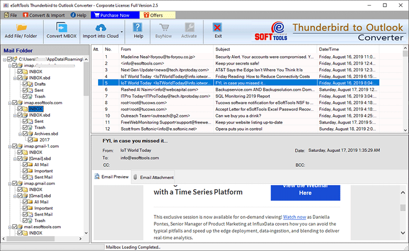Import Thunderbird emails to Outlook