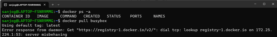 Cover image for Network connectivity issue between your system and the Docker registry