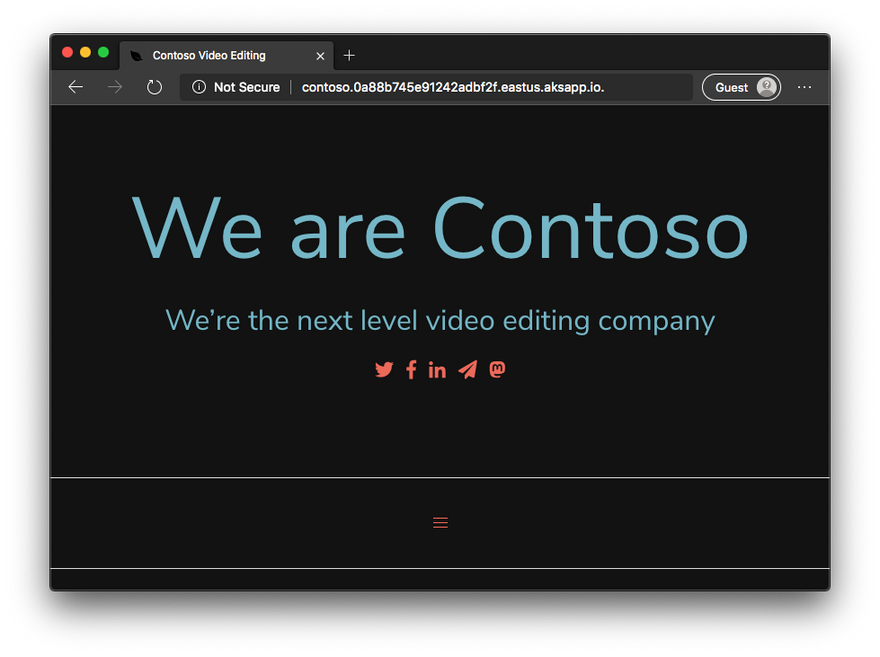 Screenshot of the Contoso video rendering service website.