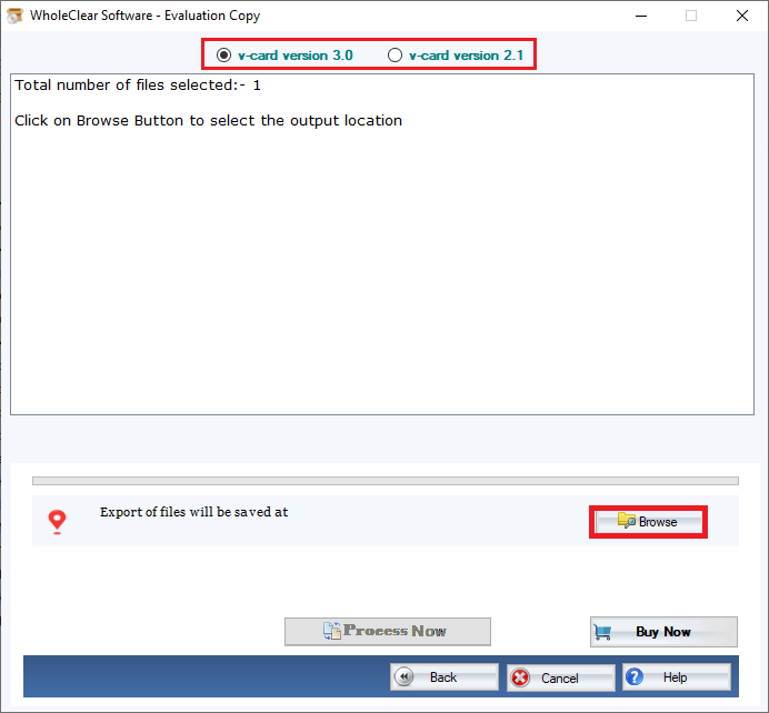 select output file destination