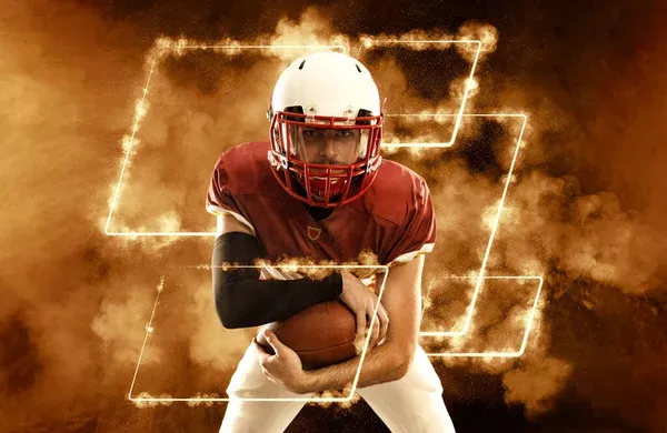 American Football Player Banner Ads Template Sports Magazine Websites Articles — Stock Photo, Image